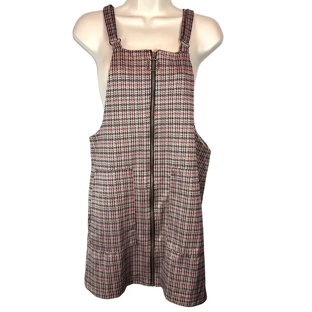Allison and‎ Kelly medium overall plaid Women romper dress pinafore academic y2k